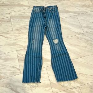 Striped bell bottom jeans